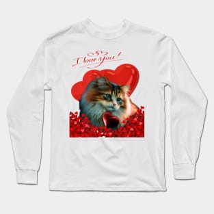 valentines day cat lover ragdoll cat Long Sleeve T-Shirt